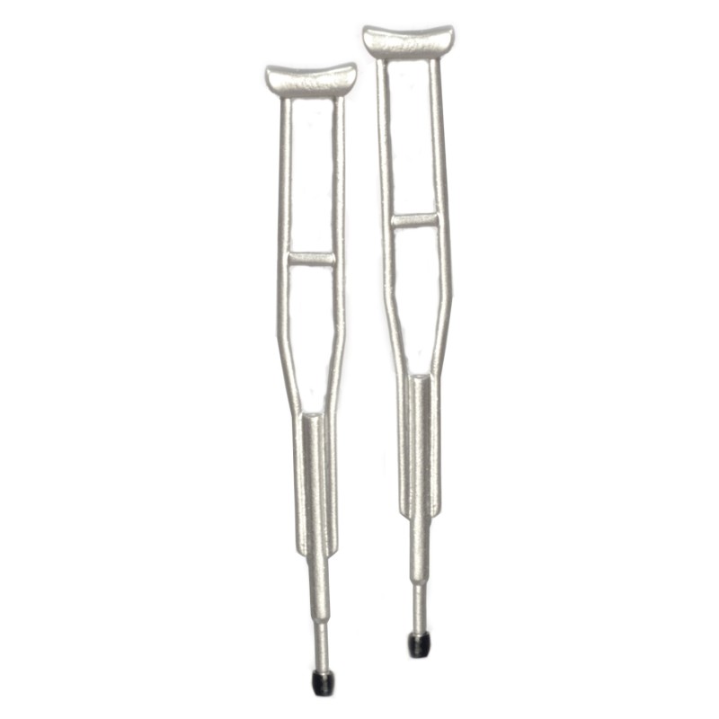 Dolls House Modern Aluminium Crutches Miniature 1:12 Hospital Clinic Accessory