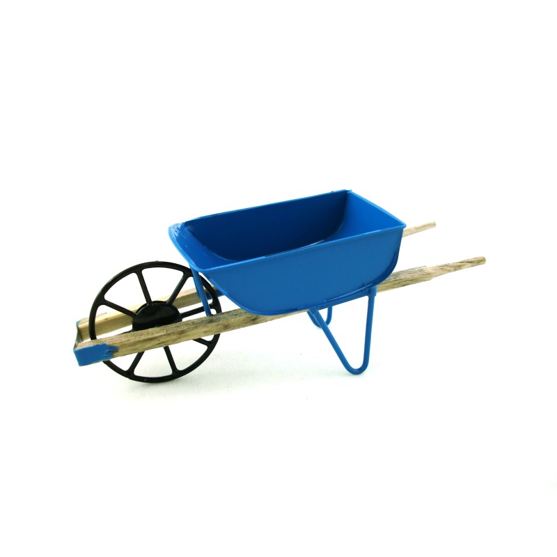 Dolls House Blue Wheelbarrow Miniature 1:12 Scale Yard Garden Accessory