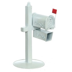 Dolls House White Rural Mail Post Paper Box Miniature 1:12 Garden Accessory 