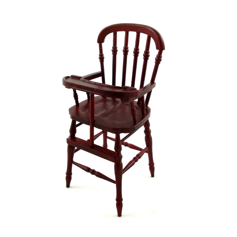 Dolls House Miniature Nursery Furniture Mahogany Victorian High Chair Highchair