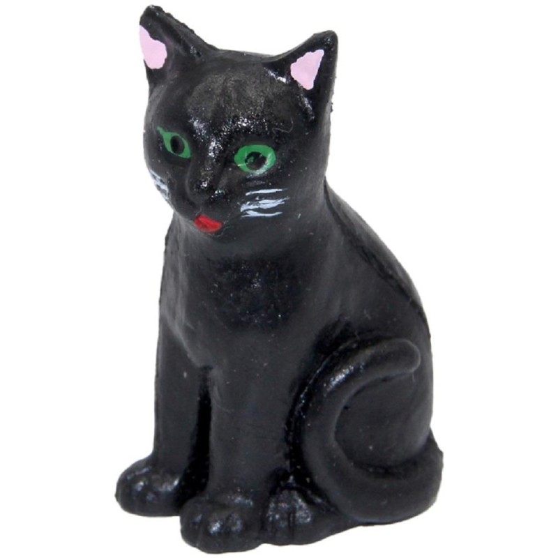 Dolls House Black Cat Sitting Miniature Animal Halloween Accessory 1:12 Scale