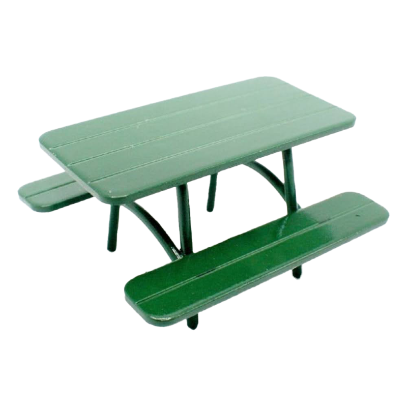 Dolls House Green Picnic Table Garden Bench 1:24 Half Inch Outdoor Furniture
