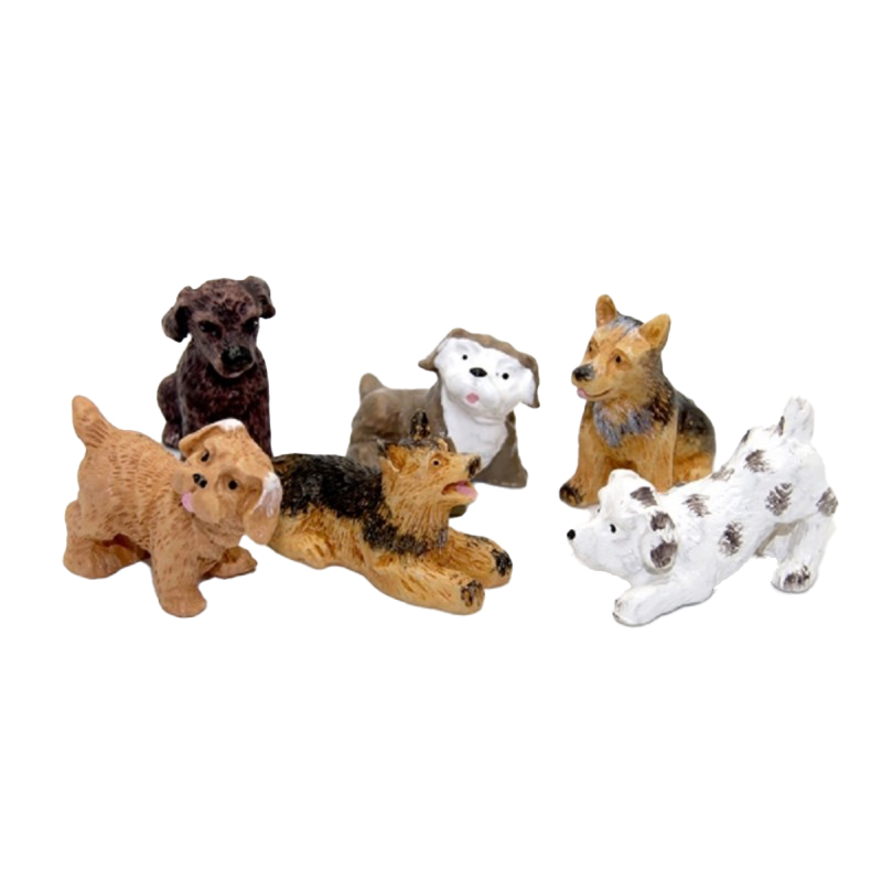 Dolls House Mixed Set of Puppy Dogs Miniature Pet 1:12 Scale Accessory