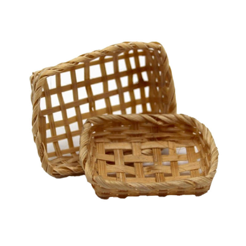 Dolls House 2 Rectangle Wicker Baskets Miniature Shop Store Kitchen Accessory