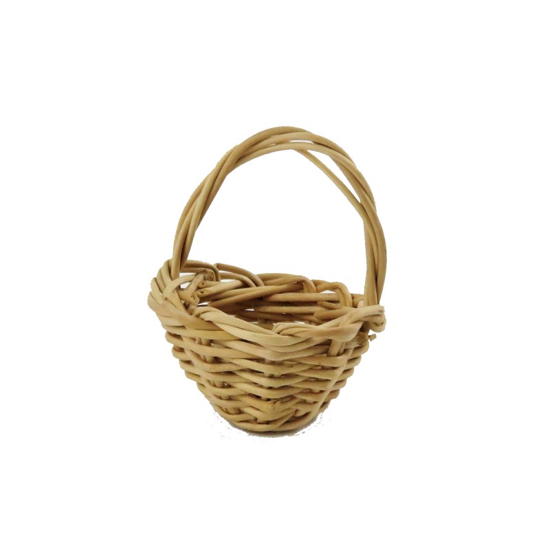 Dolls House Small Wicker Woven Round Basket Miniature Shop Garden Accessory