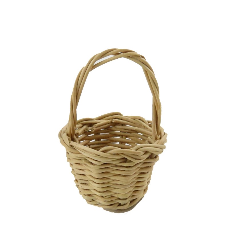 Dolls House Medium Wicker Woven Round Basket Miniature Shop Garden Accessory