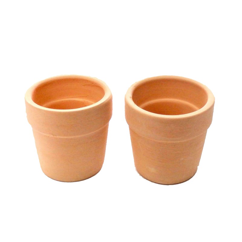 Dolls House 2 Large Clay Terracotta Plant Pots Garden Accessory