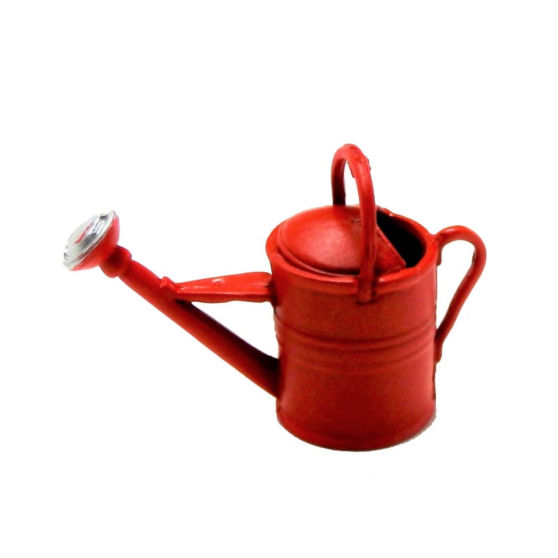 Dolls House Red Watering Can Miniature Garden Accessory Metal 