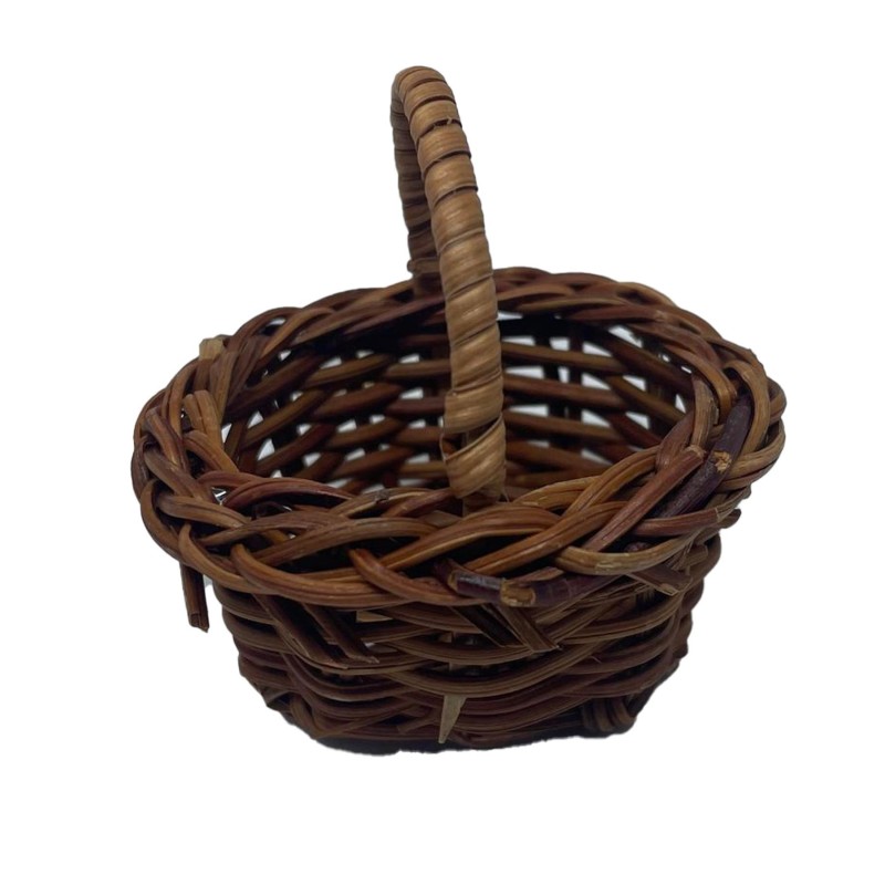 Dolls House Brown Wicker Woven Shopping Basket Woven Miniature Accessory 1:12