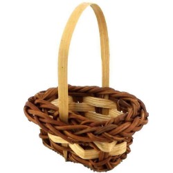 Dolls House Two Tone Wicker Shopping Basket Miniature Woven Accessory 1:12