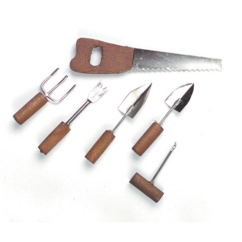 Dolls House Set of Workman Gardeners Tools Miniature Garage Shed Accessory 