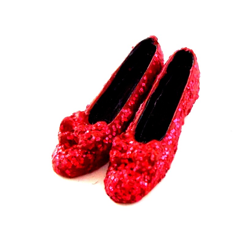 Dolls House Miniature Bedroom Clothing Accessory Ruby Slippers Red Glitter Shoes