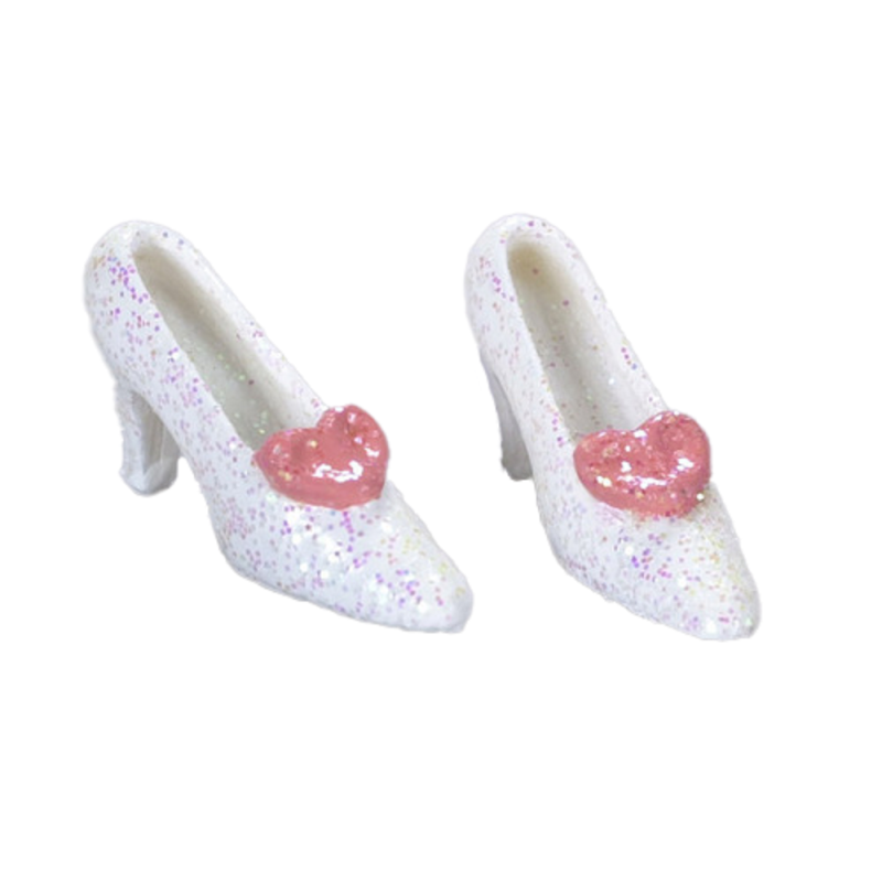 Dolls House White and Pink Glitter Shoes Miniature Bedroom Clothing Accessory
