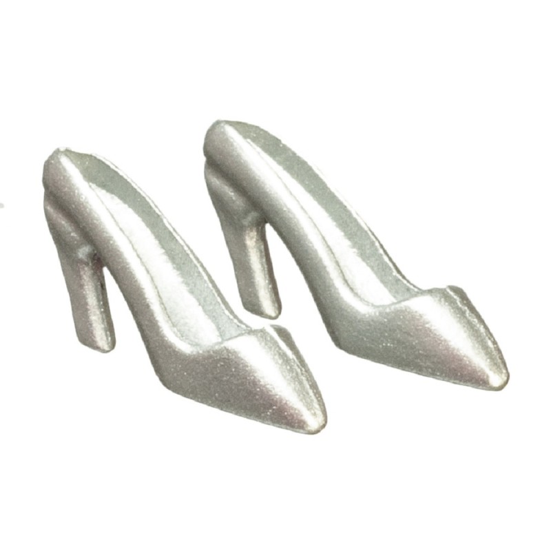 Dolls House Silver High Heel Shoes Miniature Bedroom Ladies Clothing Accessory
