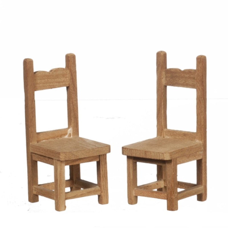 Dolls House 2 Side Chair Unfinished Bare Wood Miniature Dining Room Furniture B