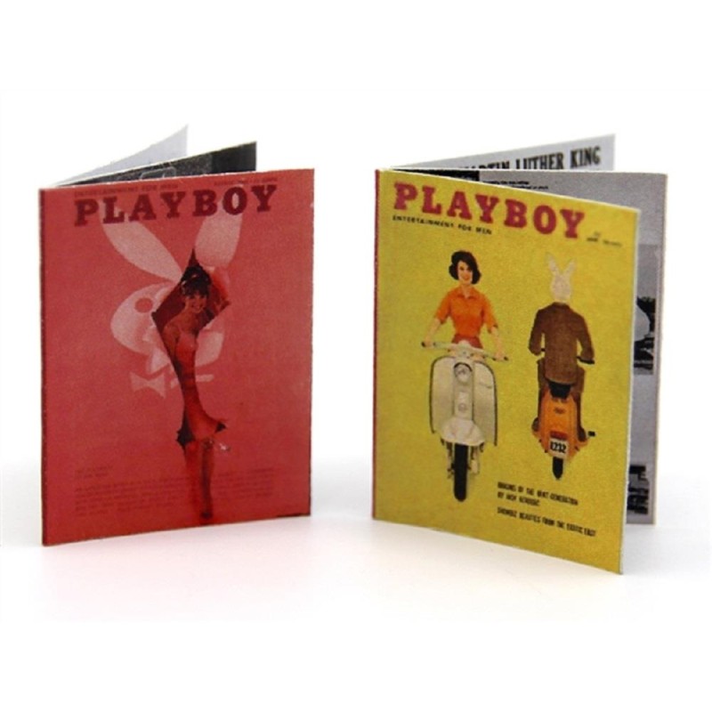 Dolls House 2 Vintage Playboy Magazines Miniature Study Shop Accessory 1:12