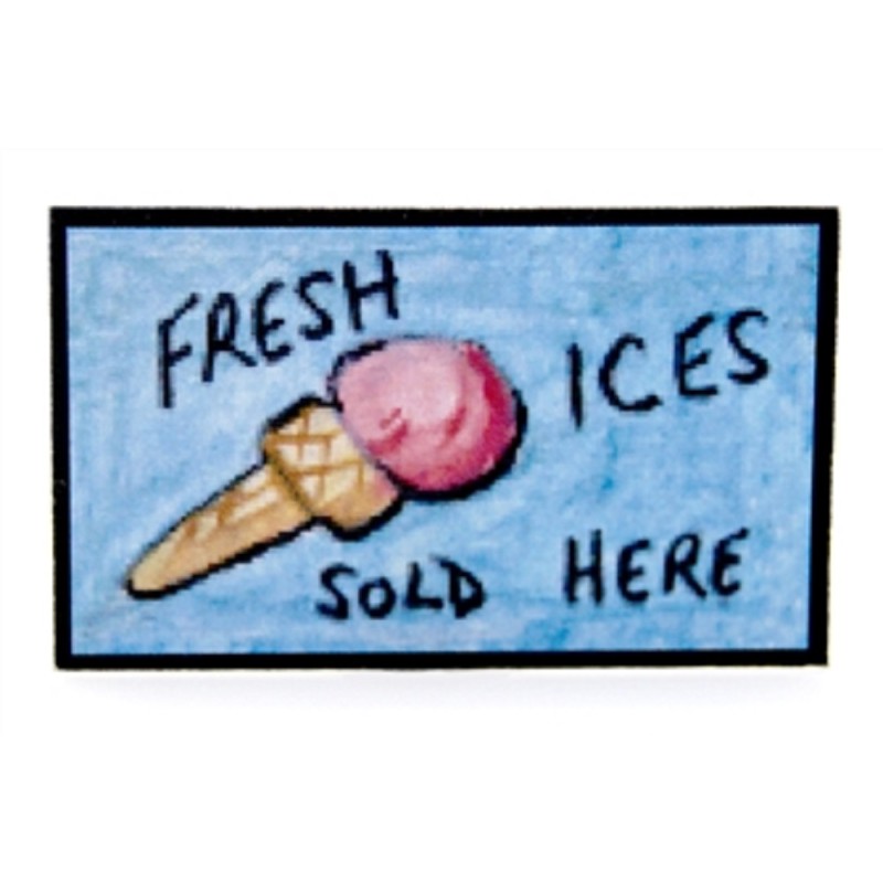 Dolls House "Fresh Ices" Display Sign Miniature Ice Cream Store Shop Accessory
