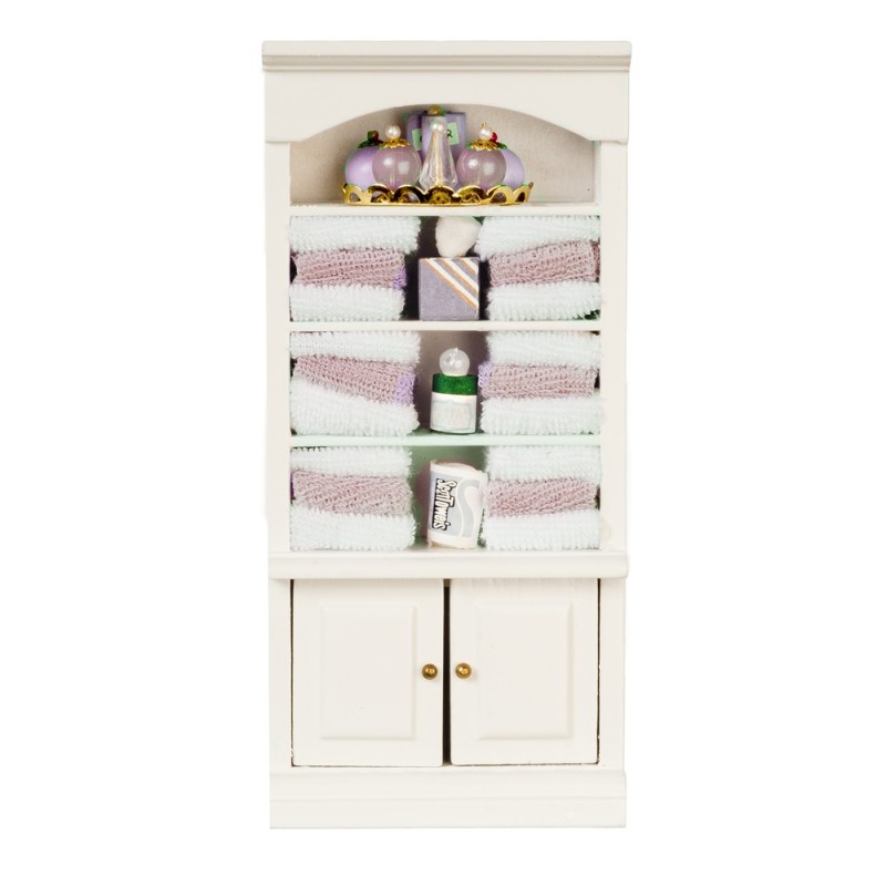 Dolls House Shelf Unit with Pink Accessories Bathroom Furniture 