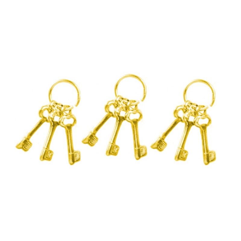 Dolls House Key Ring Bunch of Gold Keys Miniature 1:12 Scale Accessory Set of 3