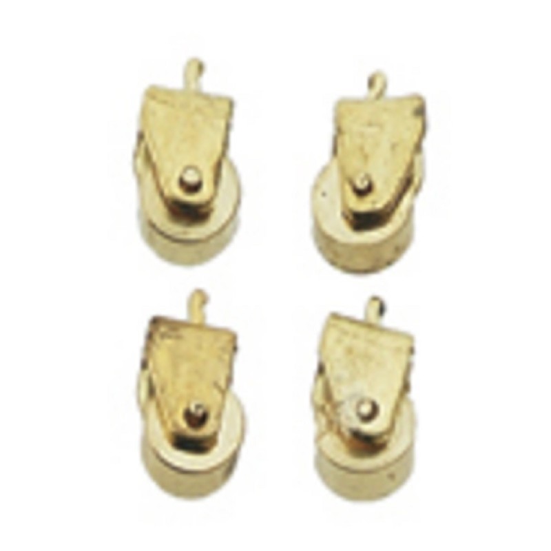 Dolls House Solid Brass Casters Miniature Hardware Pack of 12
