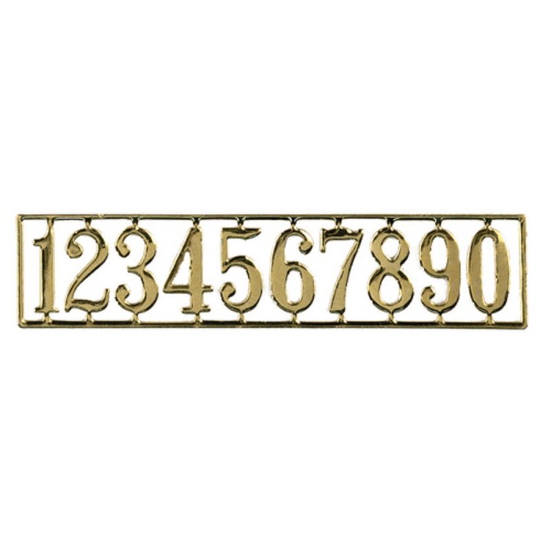 Dolls House Gold Plated Brass House Numbers Set Miniature Front Door Furniture