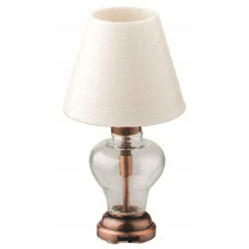 Dolls House Modern Copper Dewitt Table Lamp LED Battery Lighting 