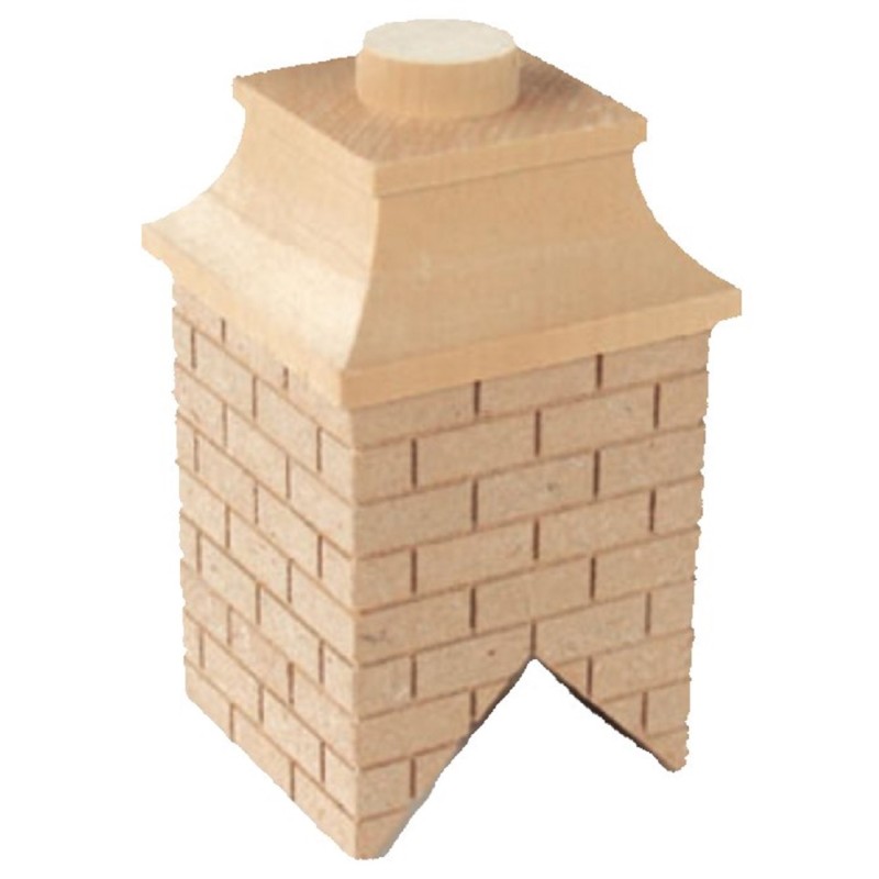Dolls House Square Wooden Brick Chimney DIY Builders Miniature 1:12 Scale
