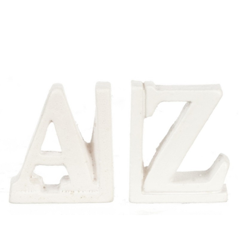 Dolls House Modern White A-Z Book Ends Bookends Miniature 1:12 Accessory