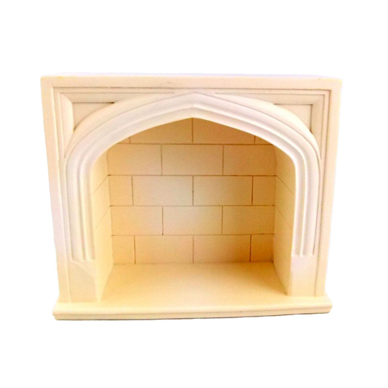 Dolls House Miniature 1:12 Scale Furniture Cream Resin Tudor Fireplace