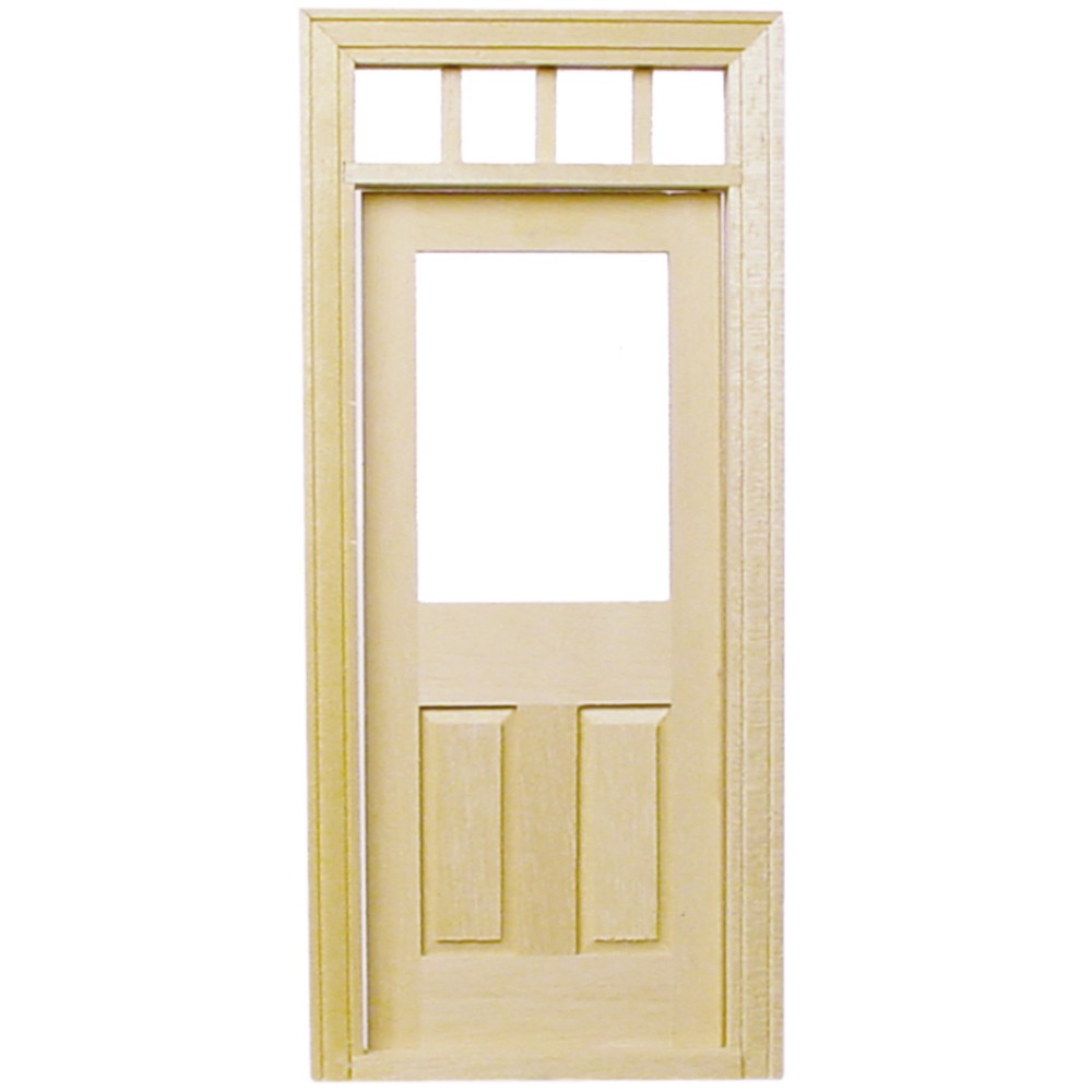 1:12 Scale Natural Wood Traditional Transom Fanlight Door | Melody Jane