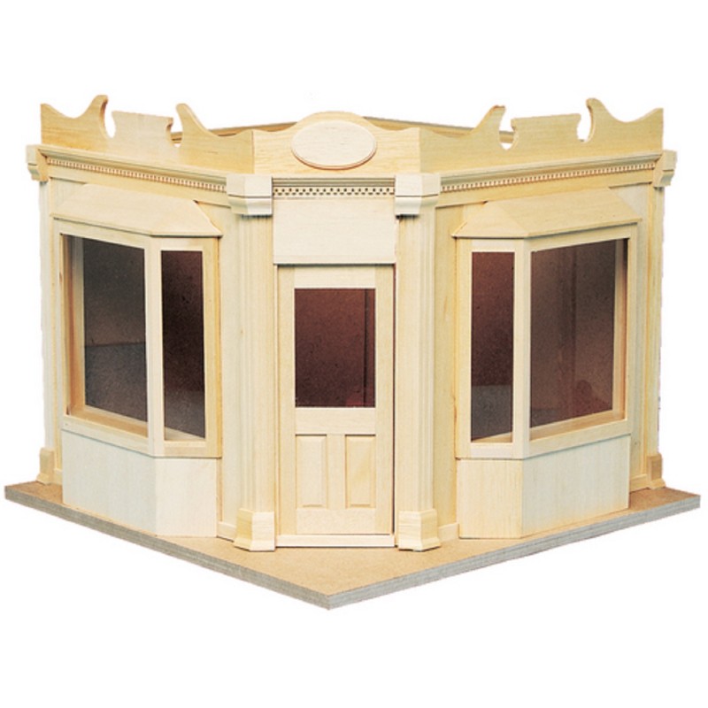 Dolls House Corner Shop Room Box Bay Windows Unfinished Flat Pack Kit 1:12 Scale