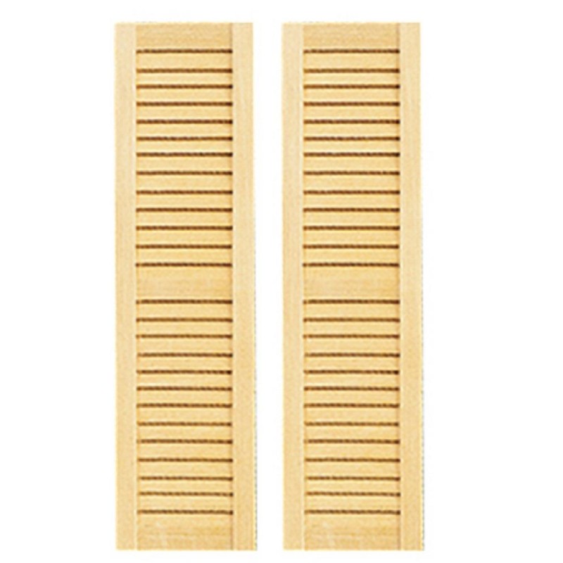 Dolls House Louvered Shutters Wooden 1:24 Half Inch Scale Window Accessory