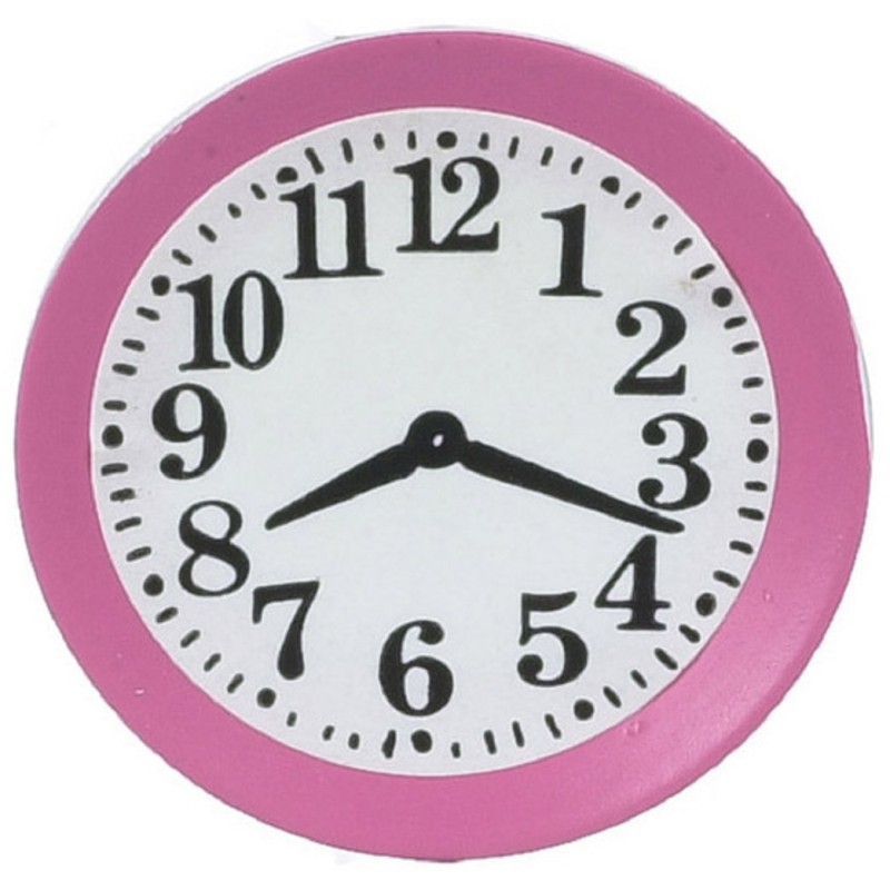 Dolls House Pink Kitchen Wall Clock 1:12 Scale Miniature Accessory