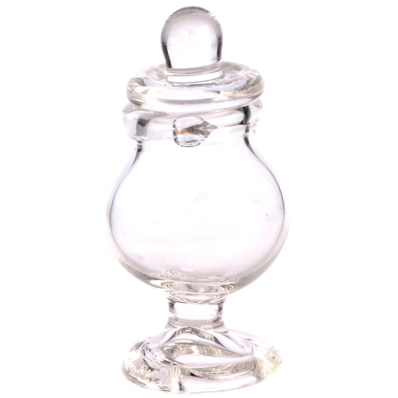 Dolls House Miniature Accessory Empty Apothecary Bonbon Footed Clear Glass Jar