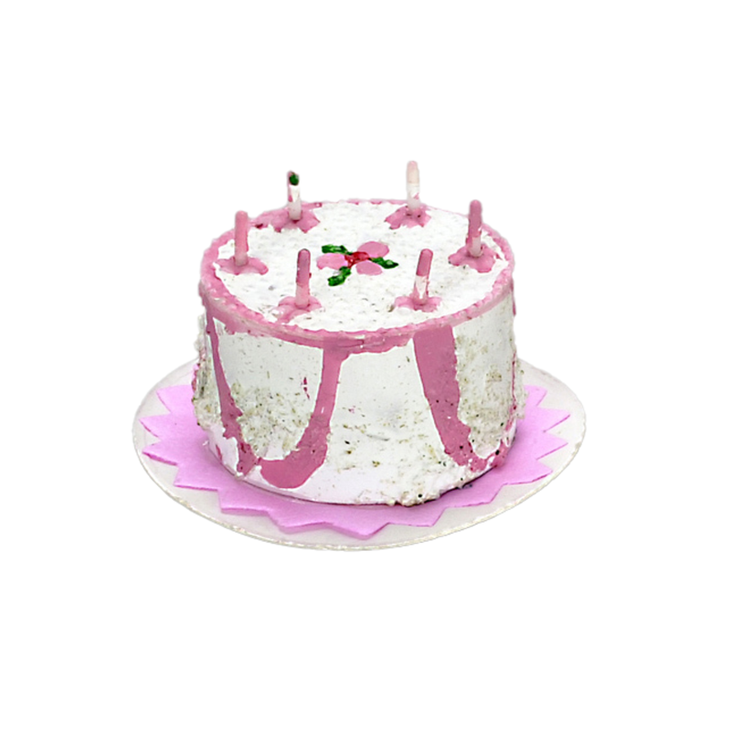 Dolls House Pink Birthday Cake Miniature Celebration Party Shop Accessory 1:12