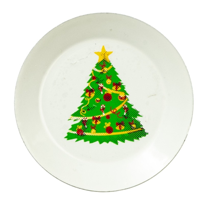 Dolls House Christmas Tree Plate Miniature Kitchen Dining Room Table Accessory