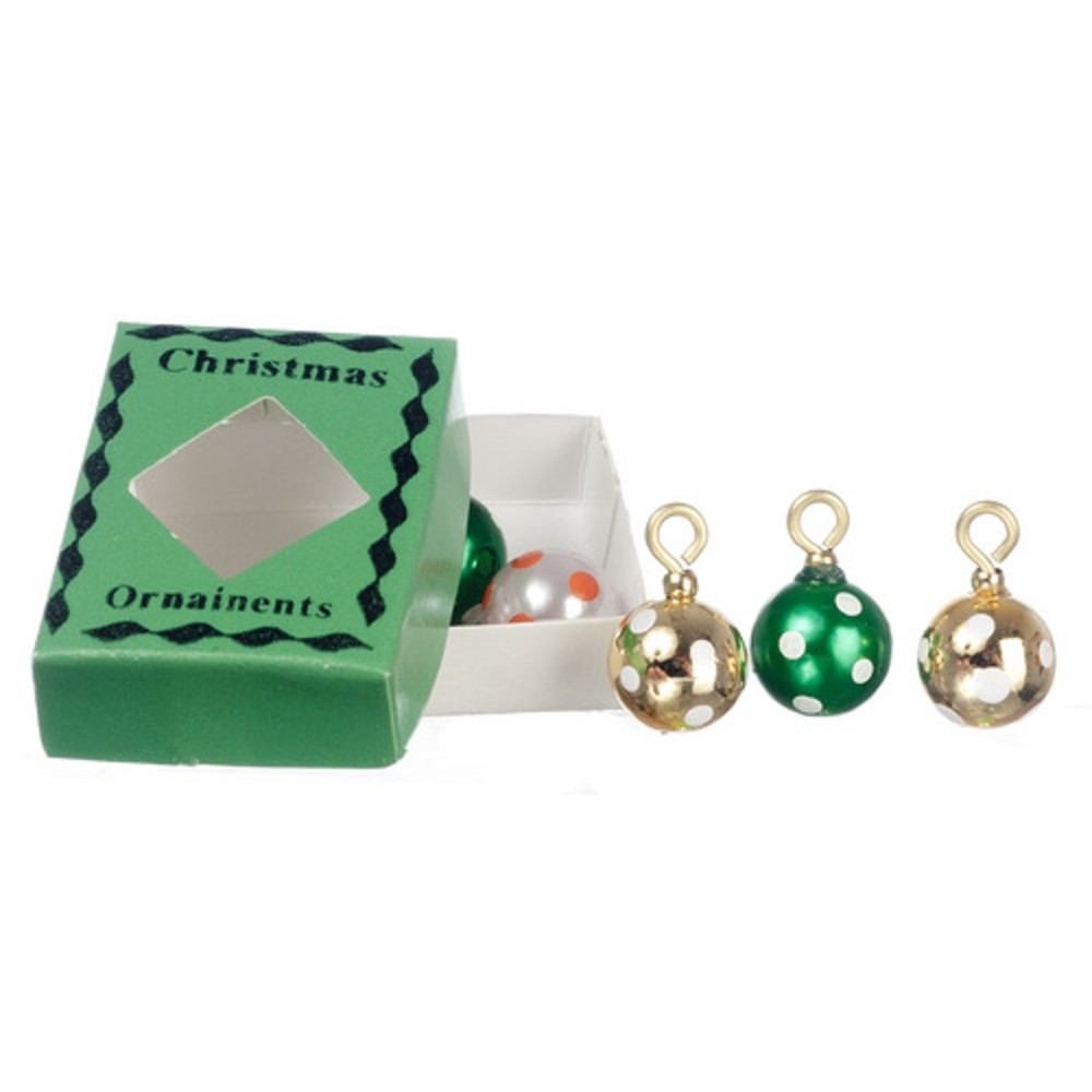 Dolls House 12 Coloured Baubles Miniature Christmas Tree Ornaments Decorations Toys