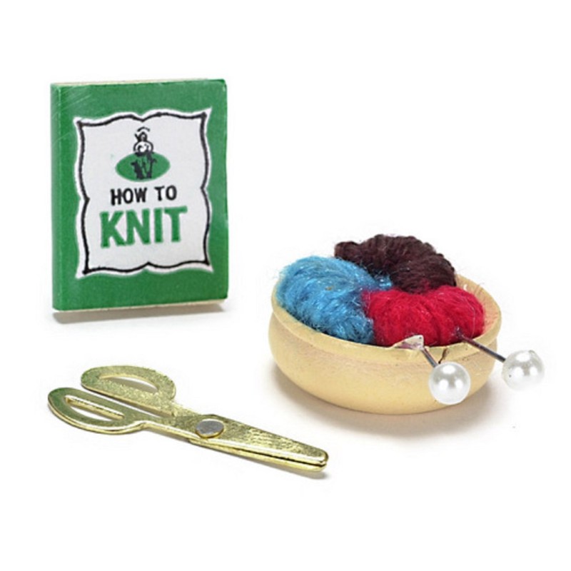 Dolls House Miniature Sewing Room Accessory Knitting Set