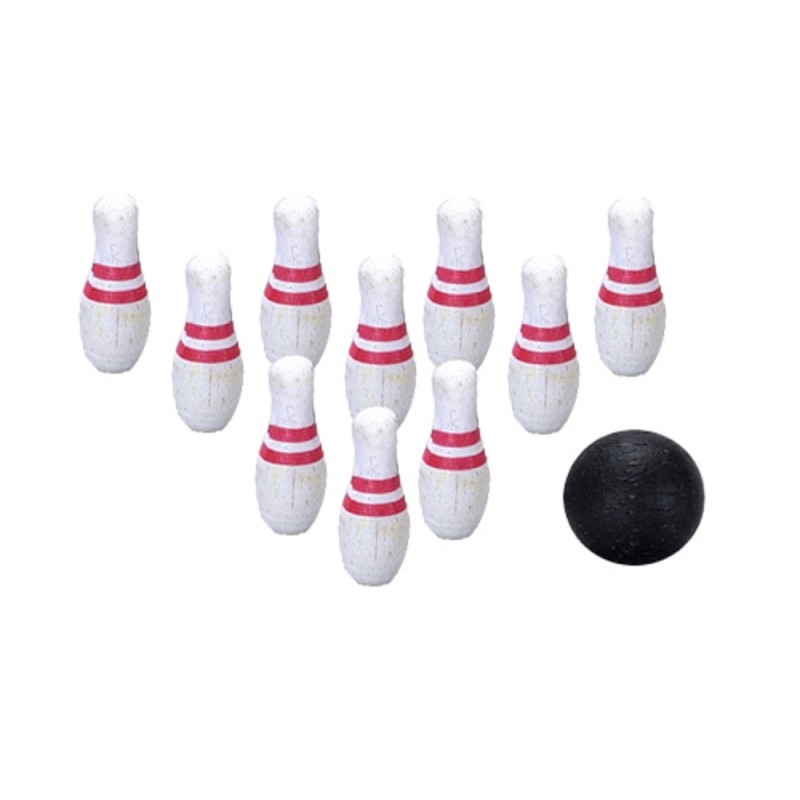 Dolls House Skittles & Ball Bowling Set Miniature 1:12 Games Toy Accessory 