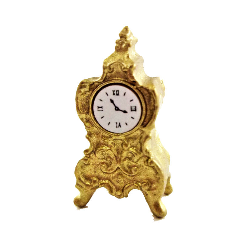 Dolls House Gold Mantle Clock 1:12 Scale Miniature Fireplace Accessory Ornament 