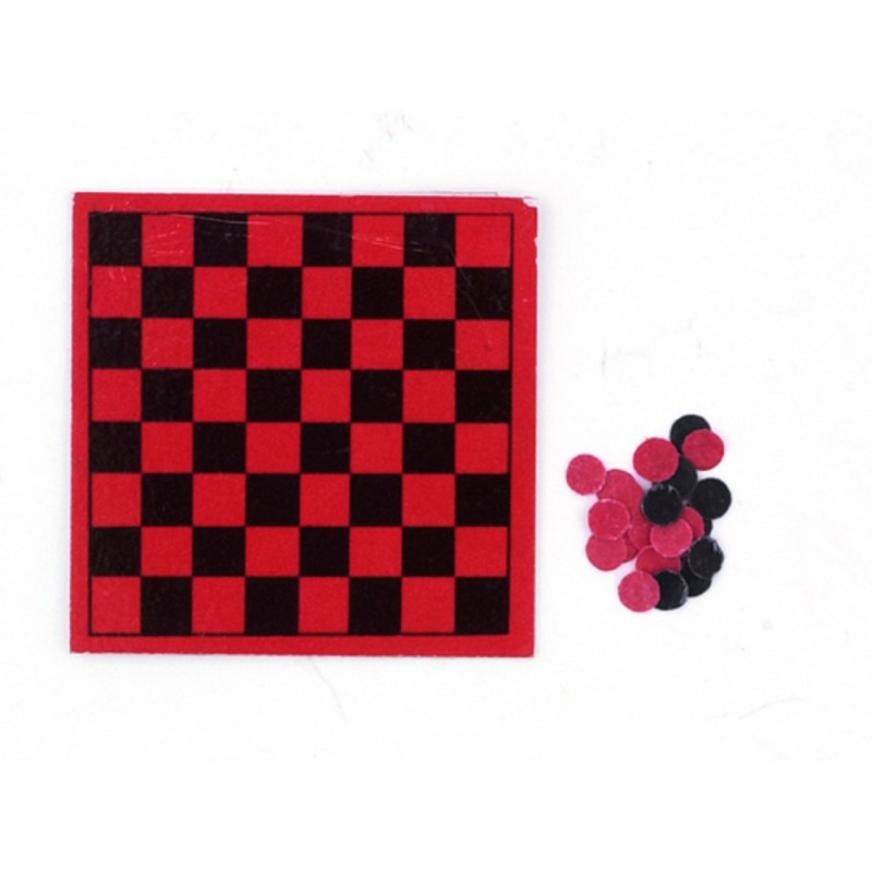 Dolls House Checkers Draughts Set Miniature Board Game 1:12 Study Accessory
