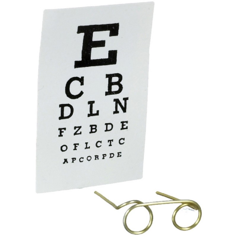 Dolls House Eye Test Kit Chart and Spectacles Clinic Opticians Accessory 1:12