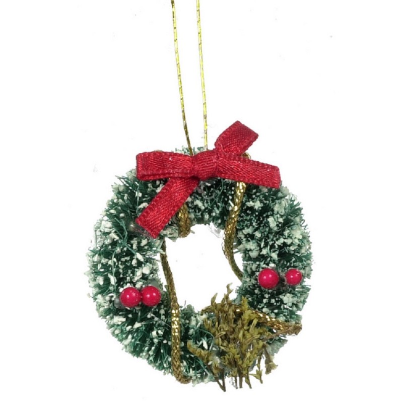 Dolls House Decorated Snowy Christmas Wreath Miniature 1:12 Christmas Accessory