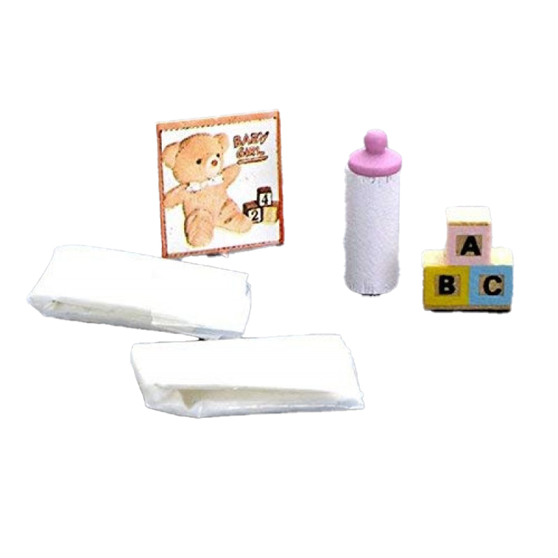 Dolls House Miniature 1:12 Scale Nursery Accessory Baby Items Set Nappies Bottle
