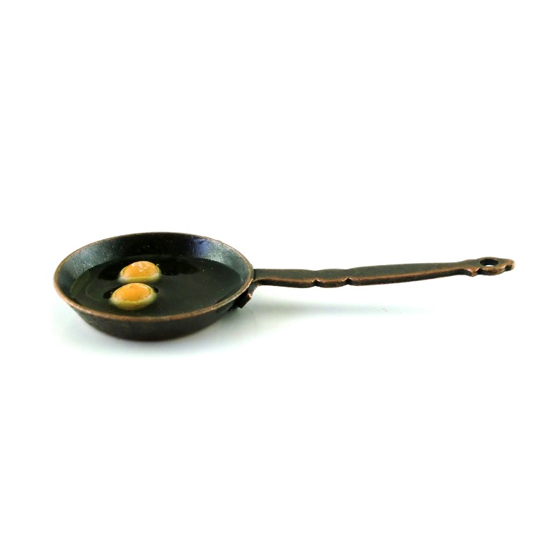 Dolls House Eggs in Copper Frying Pan Miniature 1:12 Scale Kitchen Accessory 