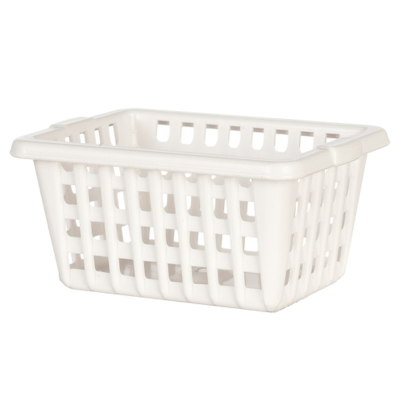 Dolls House White Washing Basket Laundry Kitchen Garden Accessory