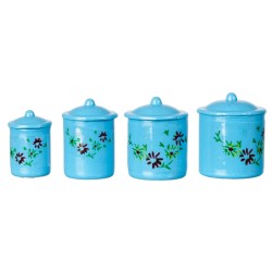 Dollhouse Miniature Metal canister Set in Blue ~ IM65302 