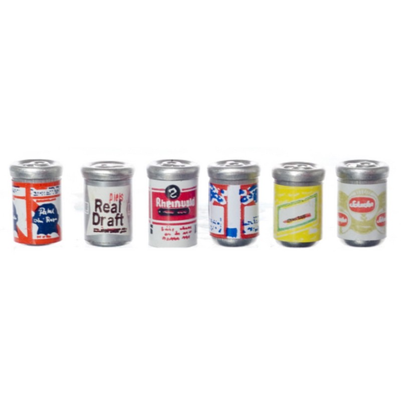 Dolls House Miniature 1:12 Scale Pub Drinks Shop Accessory 6 Beer Cans Ale Tins