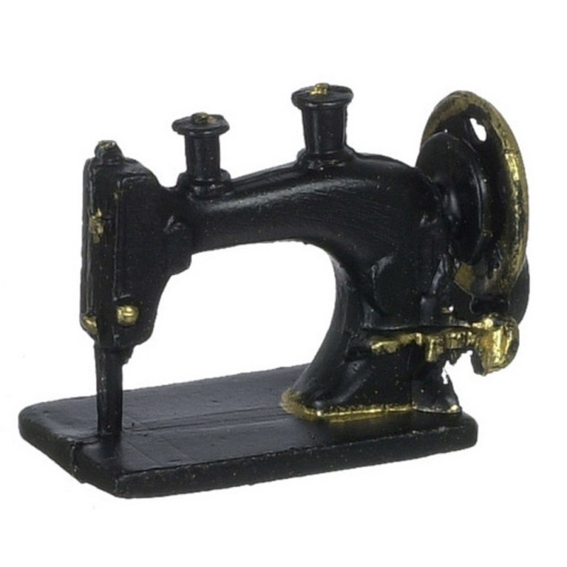 Dolls House Miniature Accessory Black Old Fashioned Sewing Machine