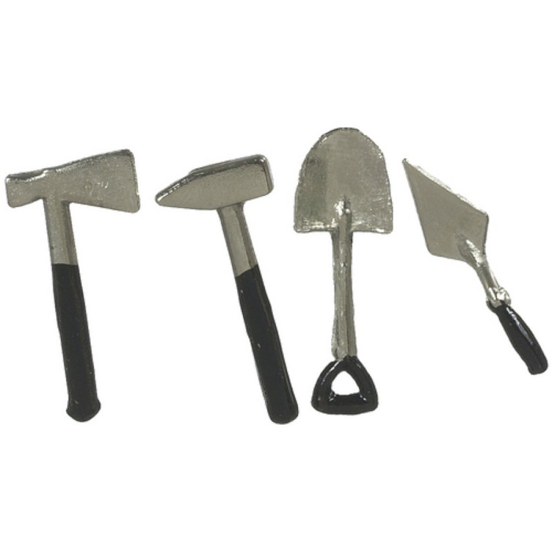 Dolls House Set of Metal Hand Tools Miniature 1:12 Scale Garden Shed Accessory